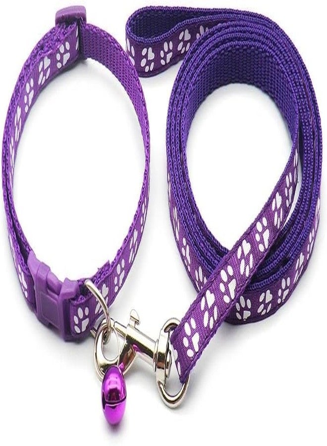 KsPups Pet Nylon Paw Printed Collar and Leash Set - Adjustable and Breathable Dogs Collar and Leash Set with Loudly Bell, Quick Release Clip Leash for Dogs Pack Of-1- Color May Vary - Image 2